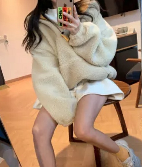 양털 후드 반집업