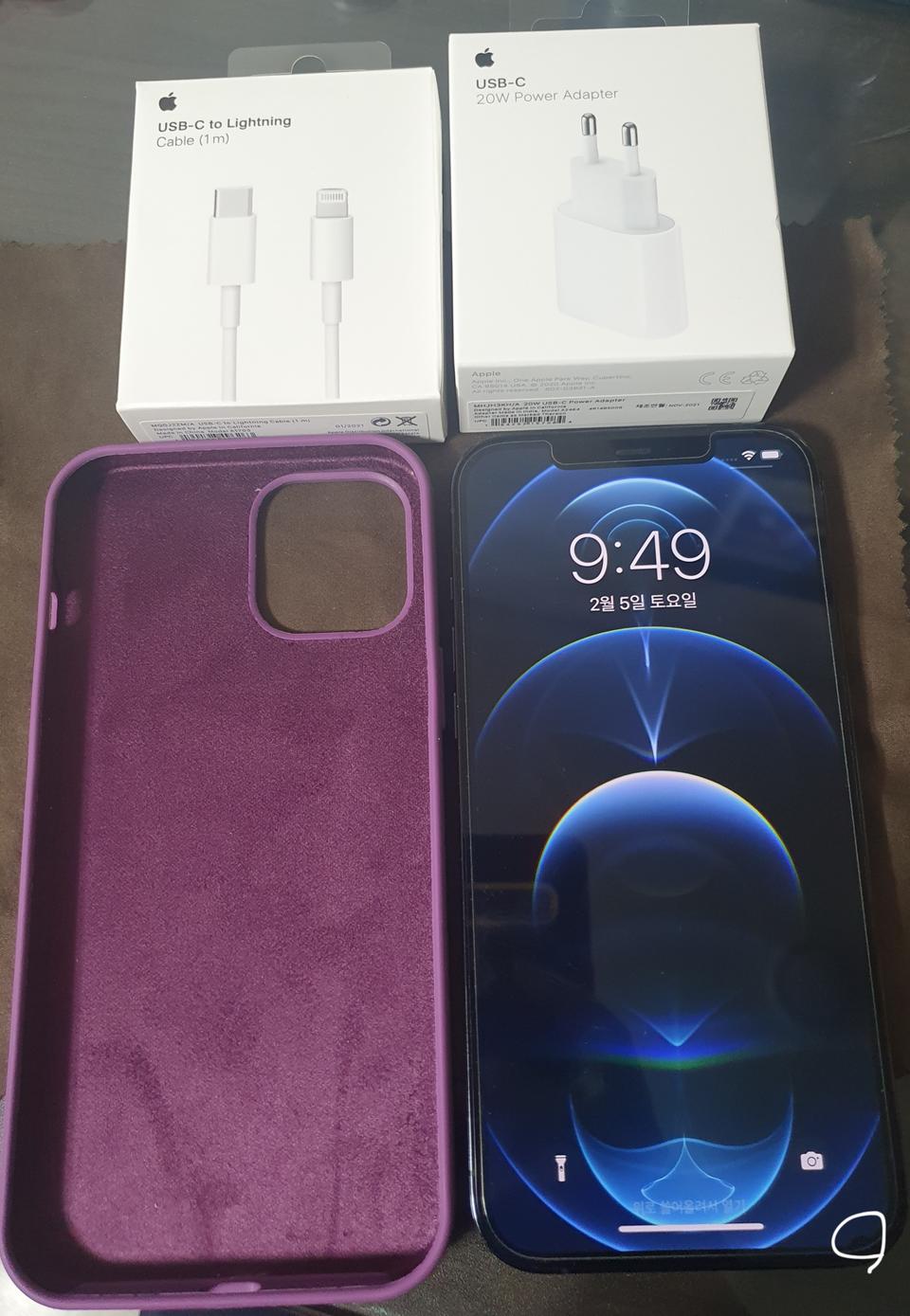 계좌시 85만원)아이폰12pro max 128기가 단품+정품춘전기 케이블