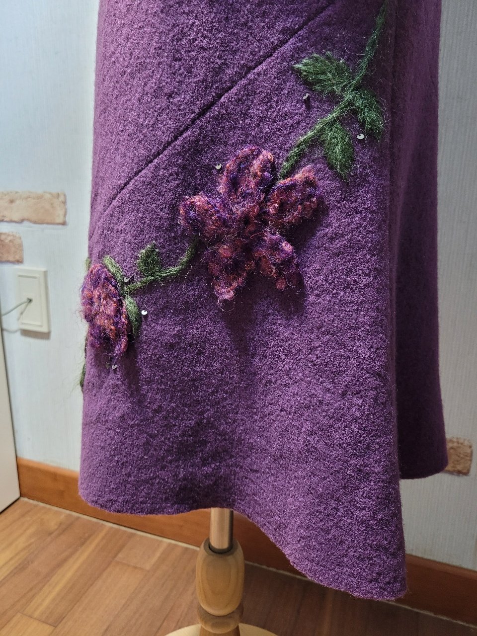 뜨게꽃 패치 스커트