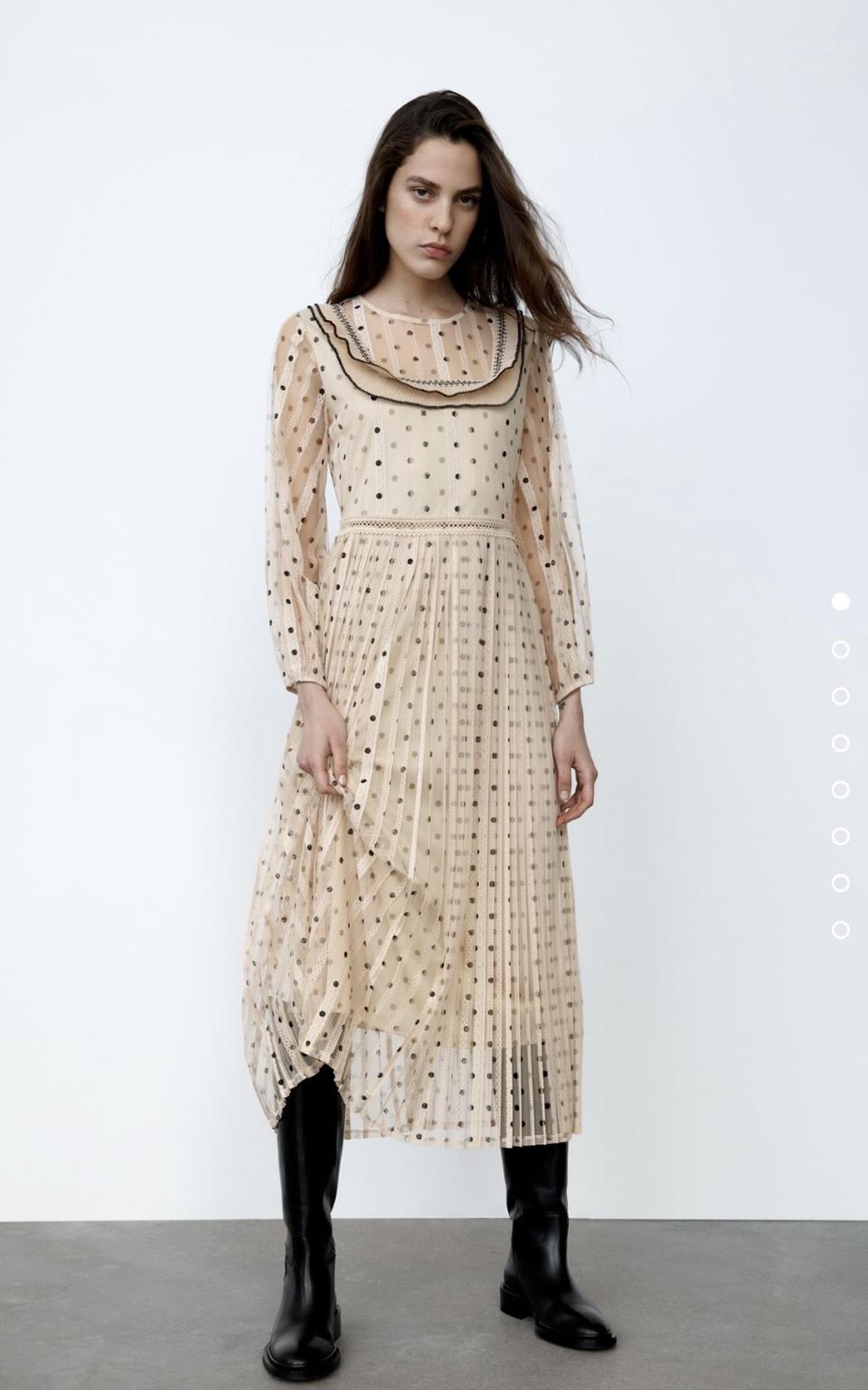 자라 플리츠 콤비 원피스 새상품