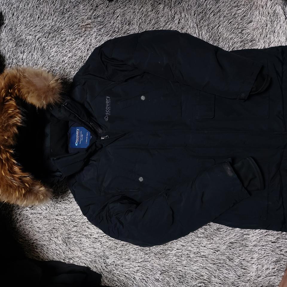 100 디스커버리 라쿤퍼 블랙 야상 패딩