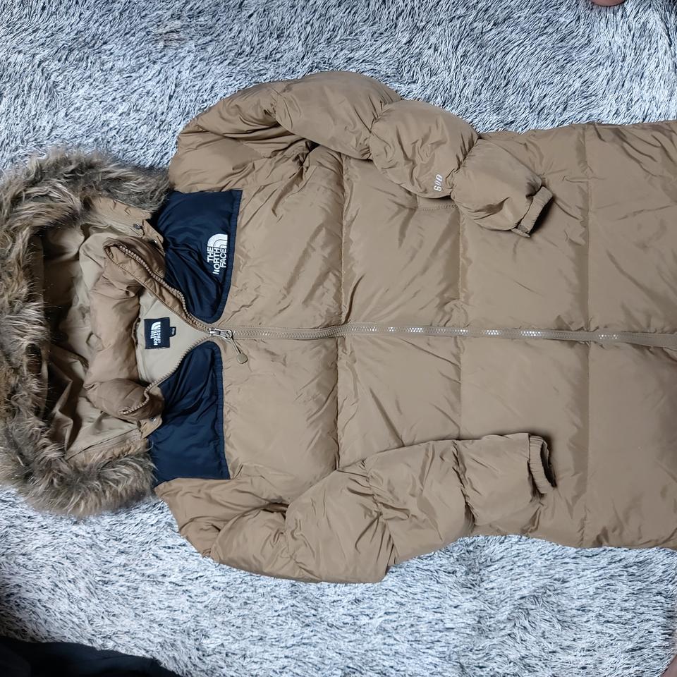 150 노스페이스 아동용 베이지 라쿤퍼 구스다운 패딩