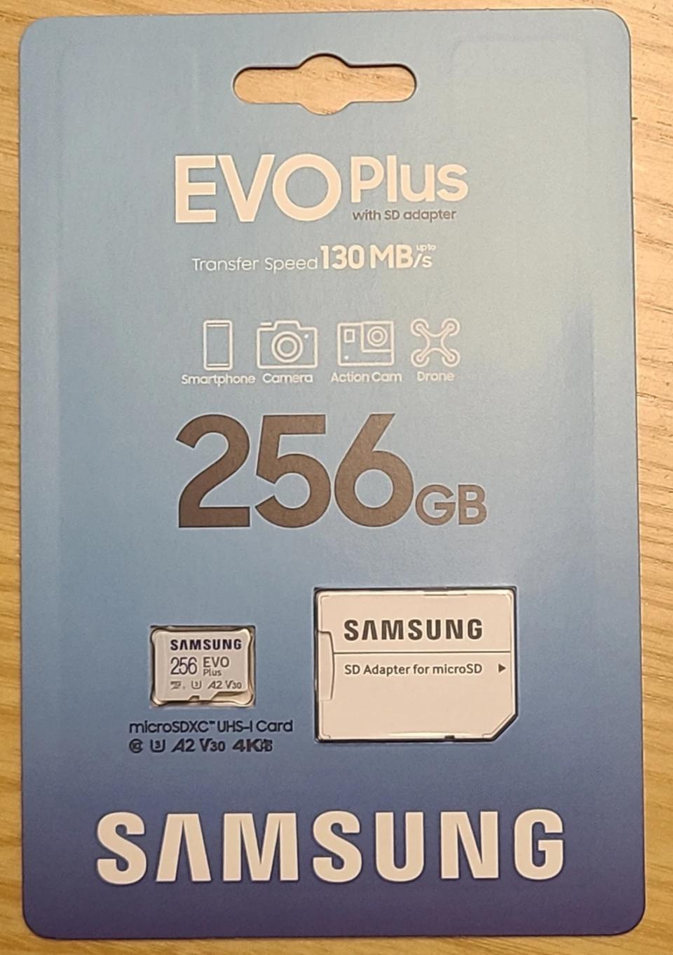 미개봉 삼성 EVO Plus 256GB 마이크로 sd 메모리카드