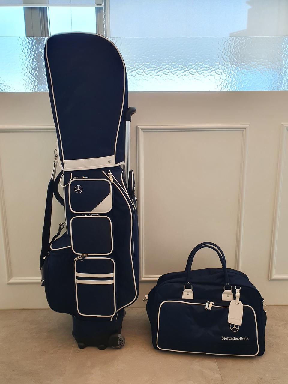 벤츠 바퀴형 골프백 세트 네이비 캐디백 보스톤백 새상품 판매