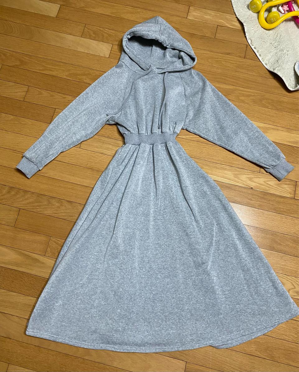 후드 기모 도톰 롱원피스