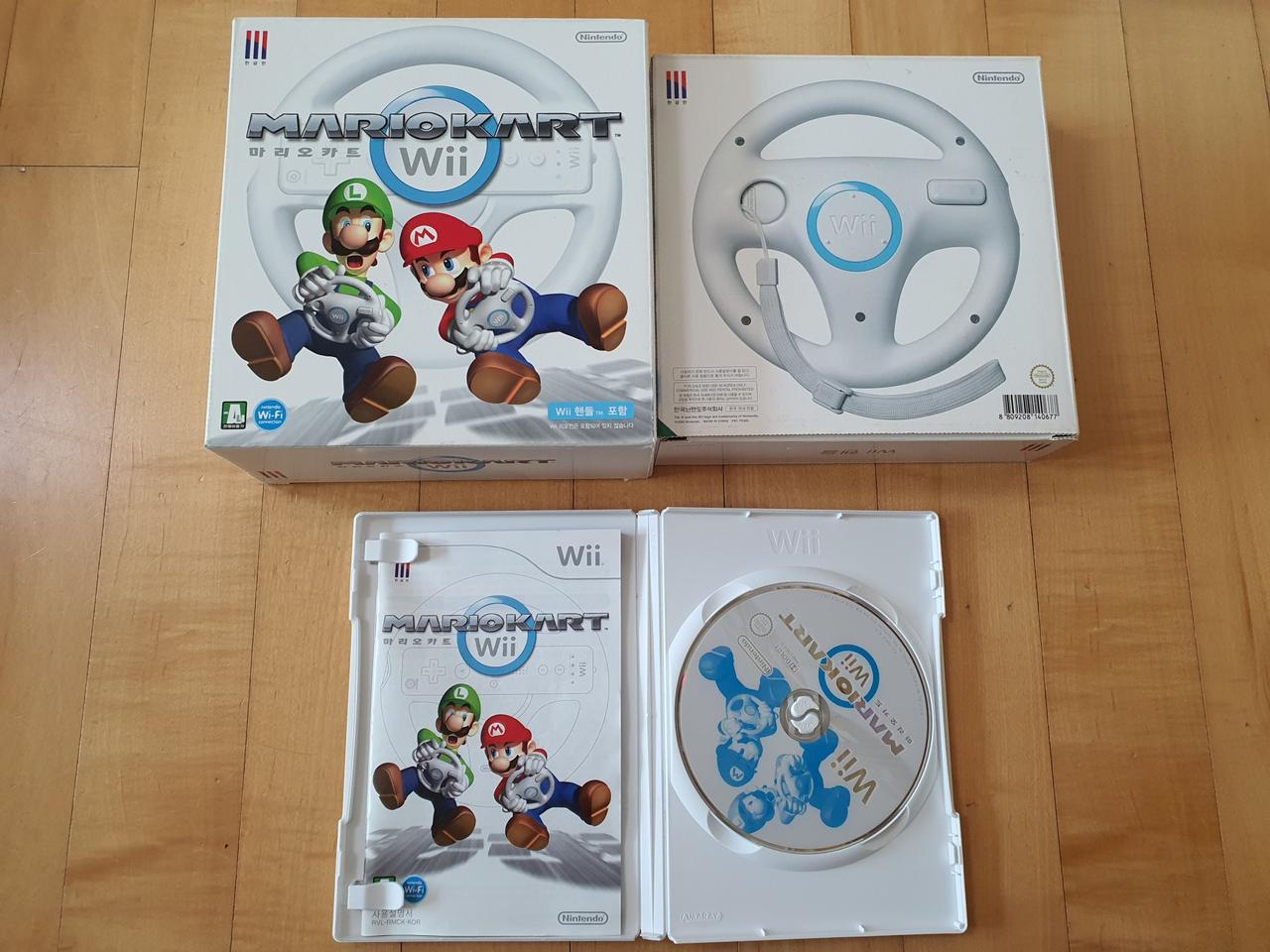 닌텐도위 wii 마리오카트cd + 정품핸들2개 박스세트