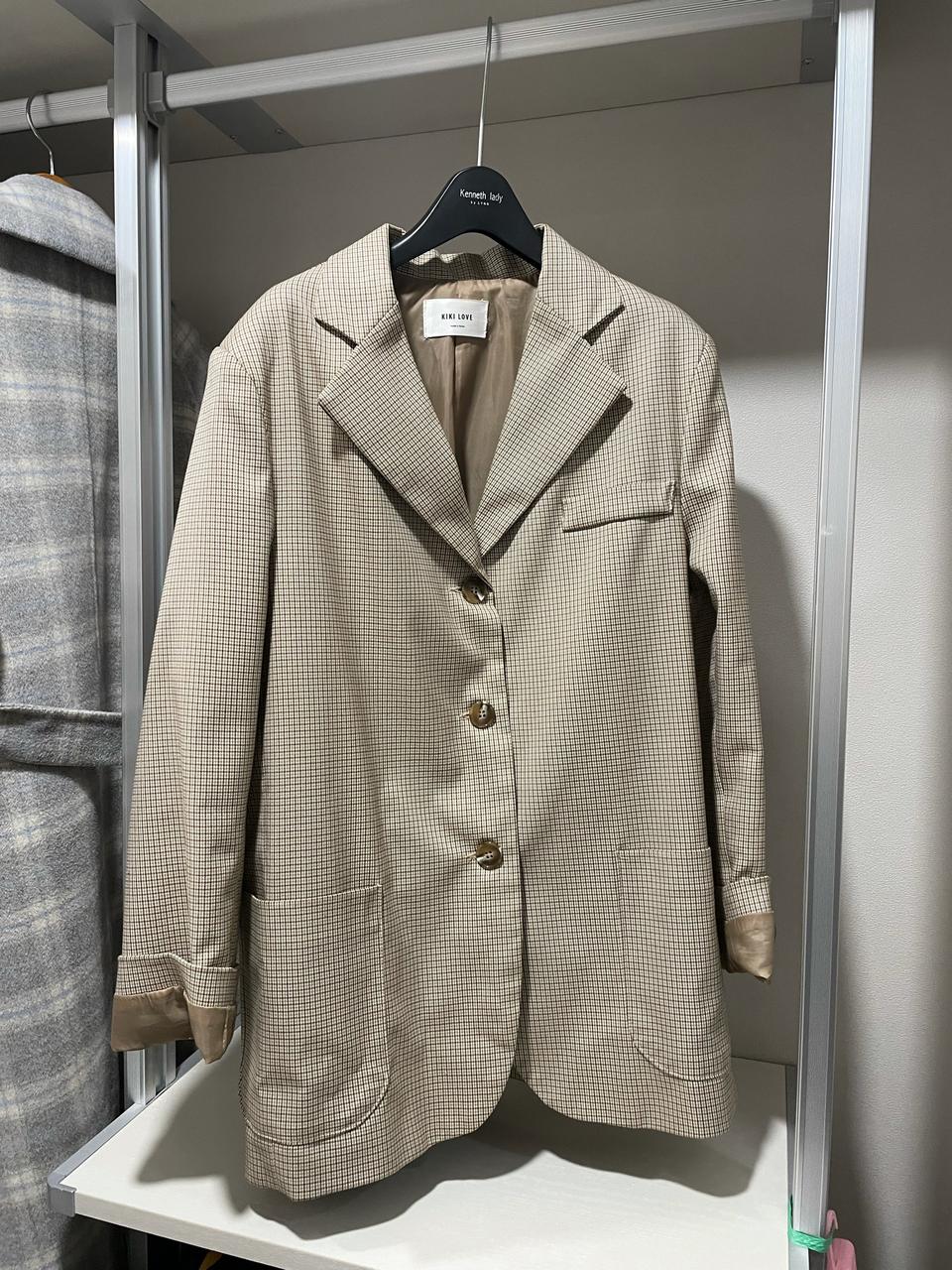 체크 오버핏자켓