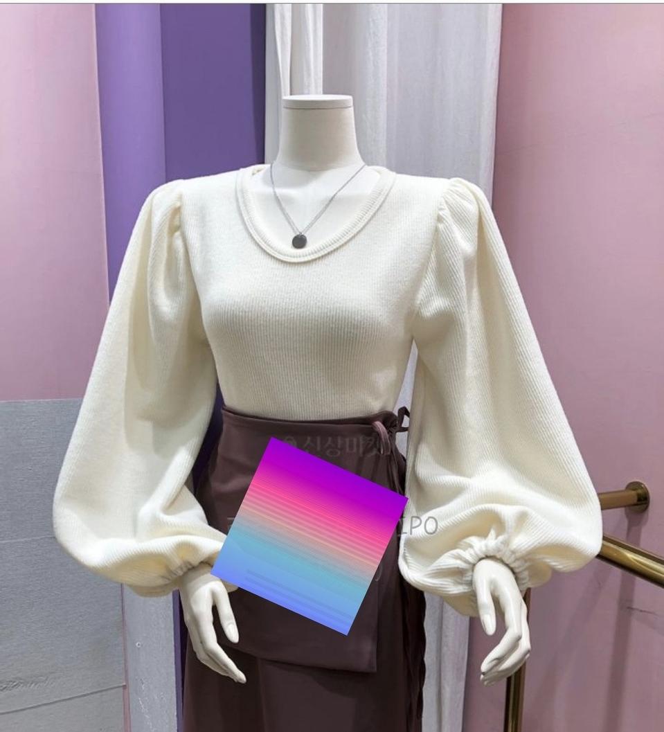 퍼프벌룬소매 잔골지 러블리티 새제품