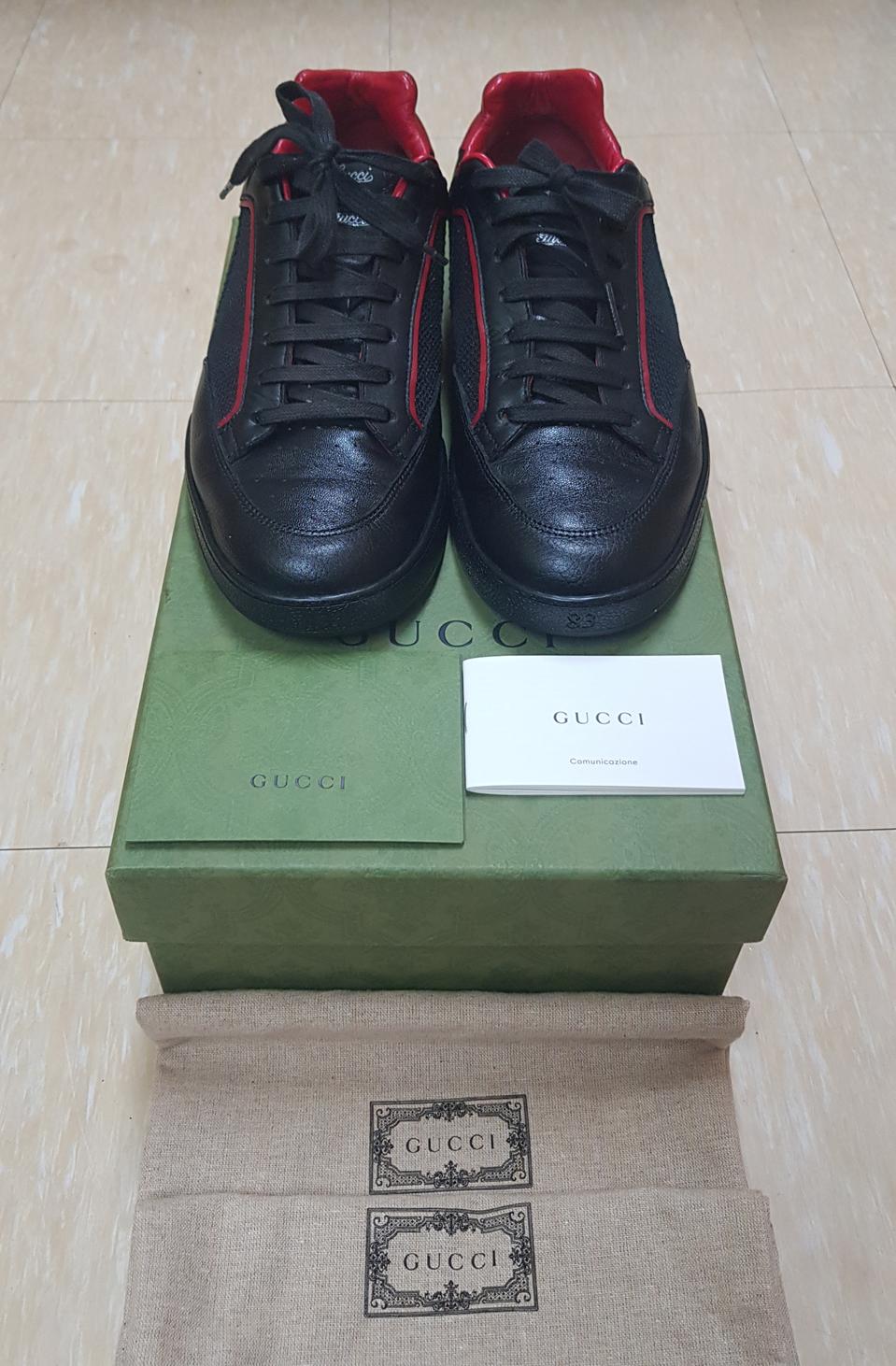 구찌 삼선 블랙레드 스니커즈♡정품♡