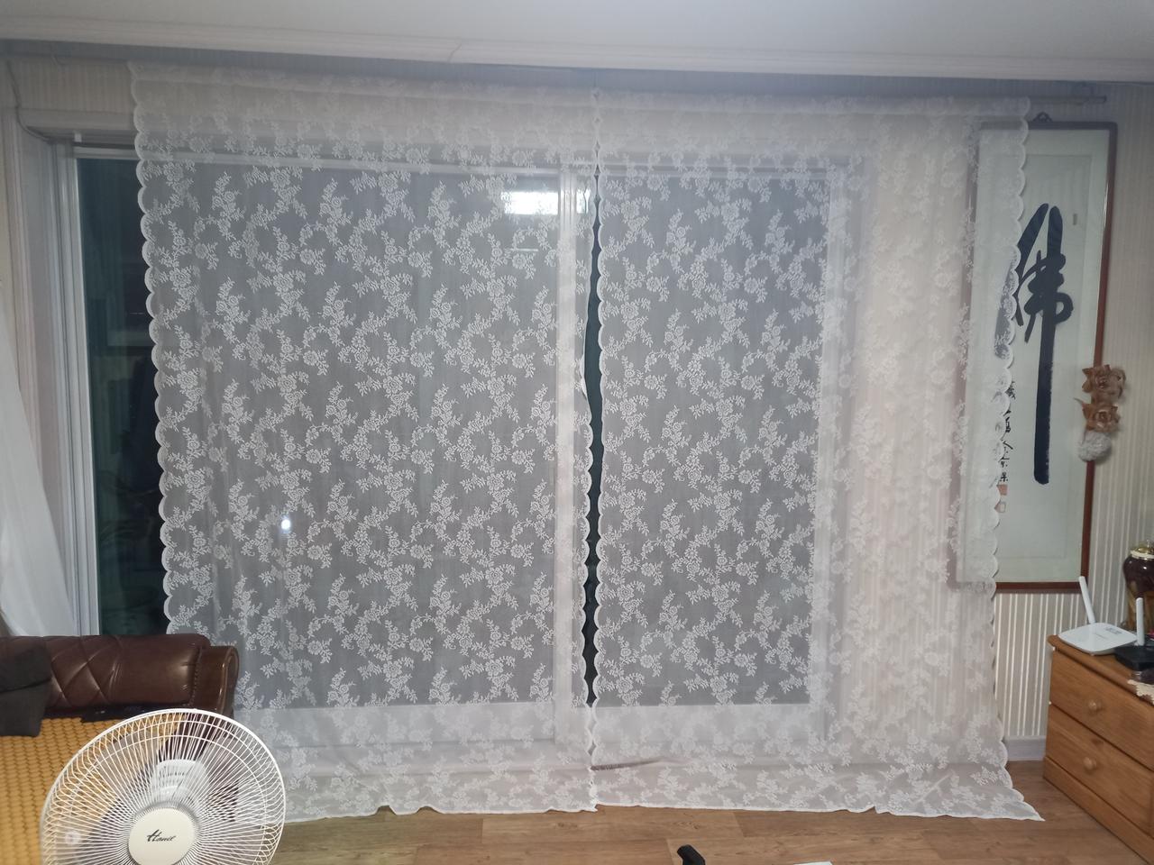 봉 이중 레이스 커튼한세트296-250-290-235