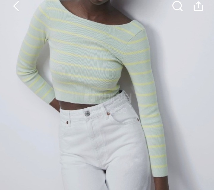 컬러감이뿐 ZARA 스트라이프 니트크롭