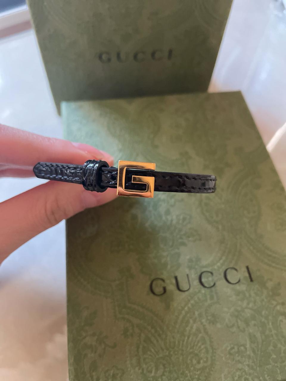 구찌 스퀘어 가죽 팔찌