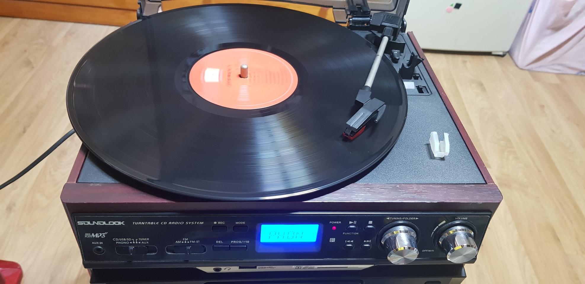 ♥레트로LP턴테이블+CD+USB+FM.AM.스테레오.다양한기능완벽작동♥ㅇ
