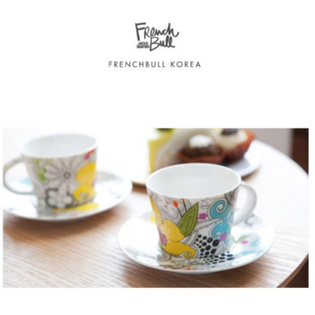 [프렌치불] 뉴 본차이나 도자기 커피잔 2인조