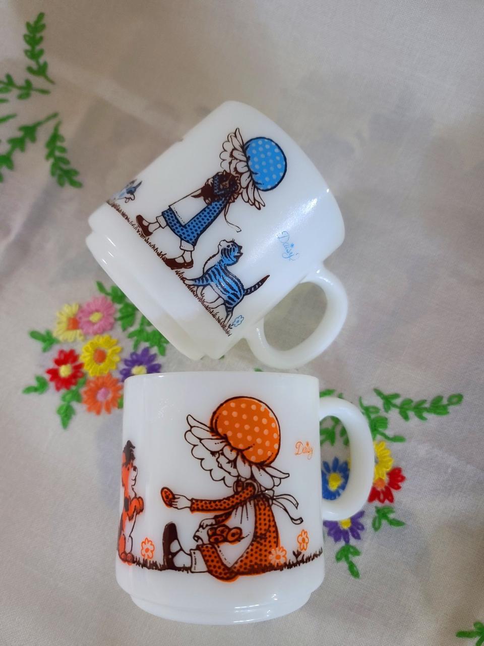 빈티지 밀크글라스 보넷걸머그