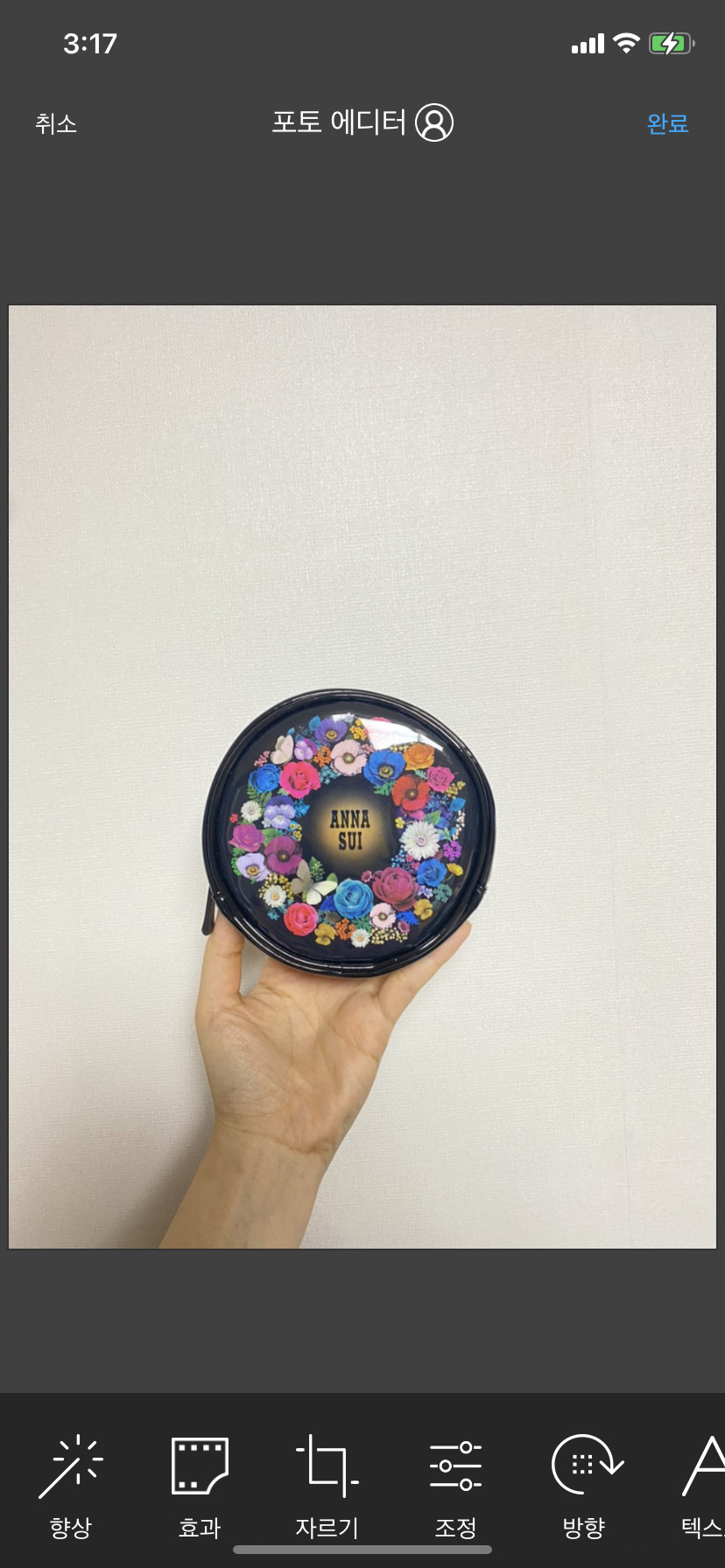 안나수이 가죽 원형 파우치