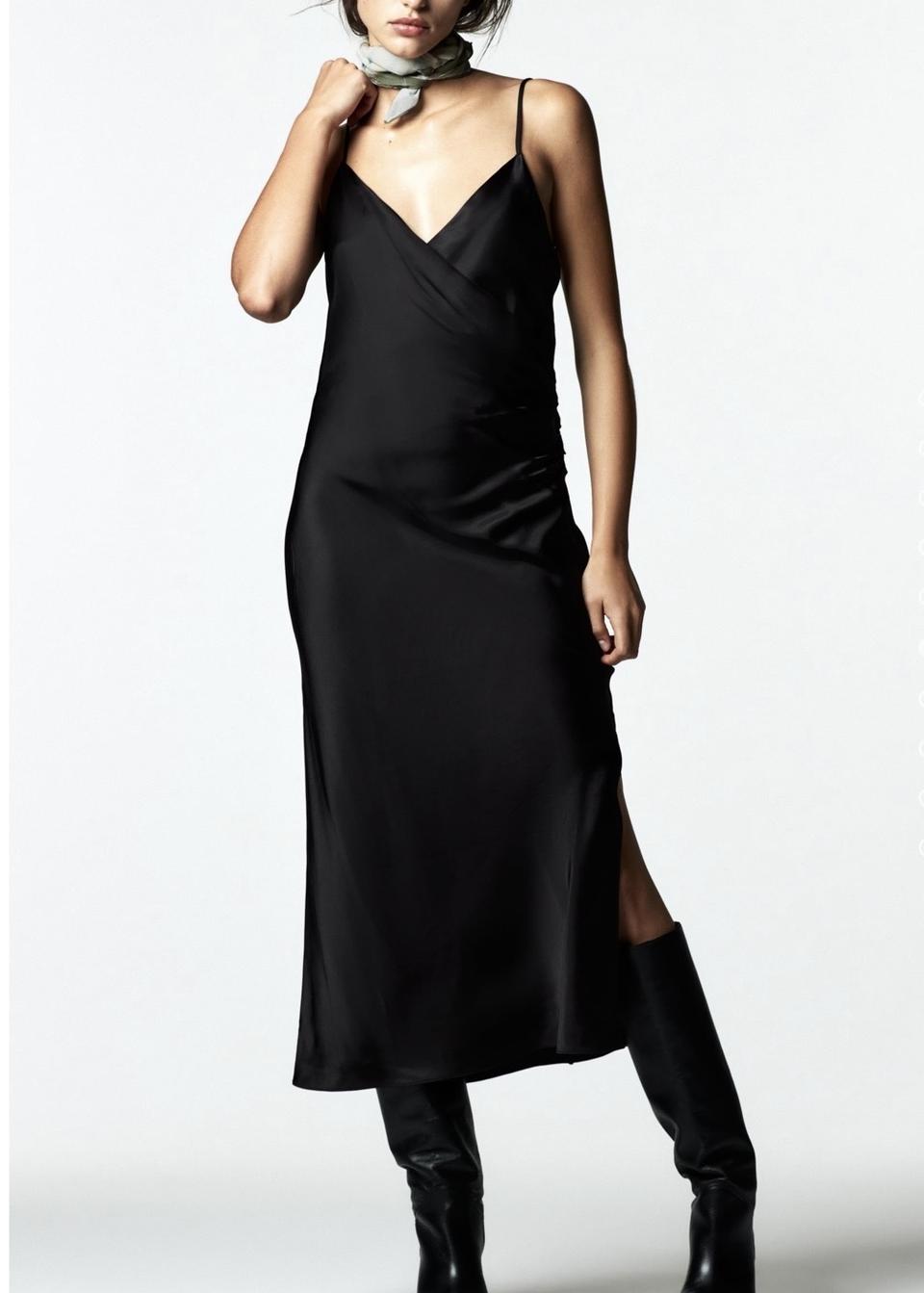 비스코스실크 블랙 새틴 슬립 원피스 새상품 최종특가