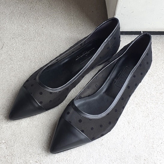 수제화 도트 망사 플랫슈즈