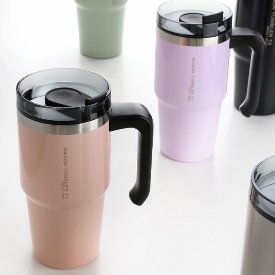 메이슨 텀블러 손잡이 대용량 차량용 빨대포함 (600ml, 890ml)