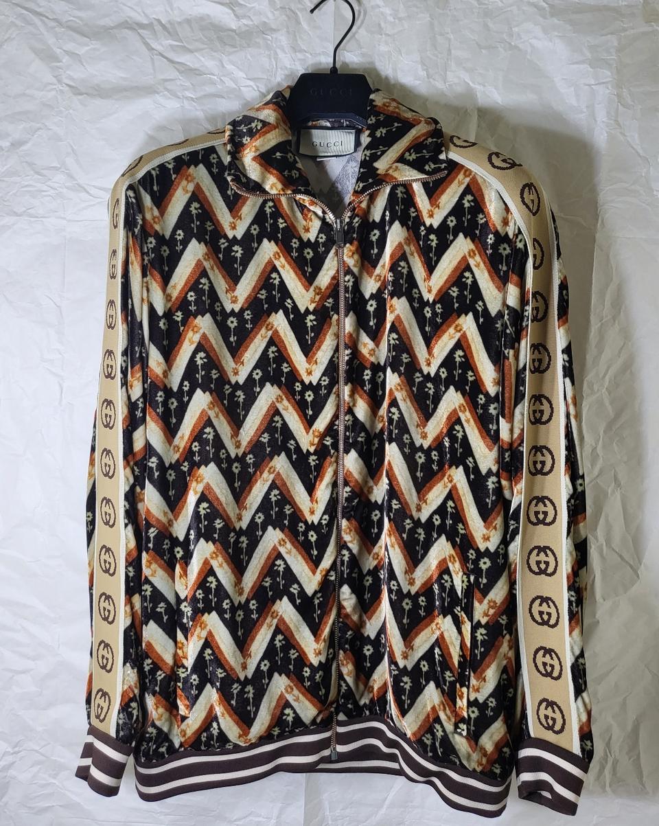 구찌 에스닉 인터로킹 데이지 벨벳 오버사이즈 트렉 자켓'