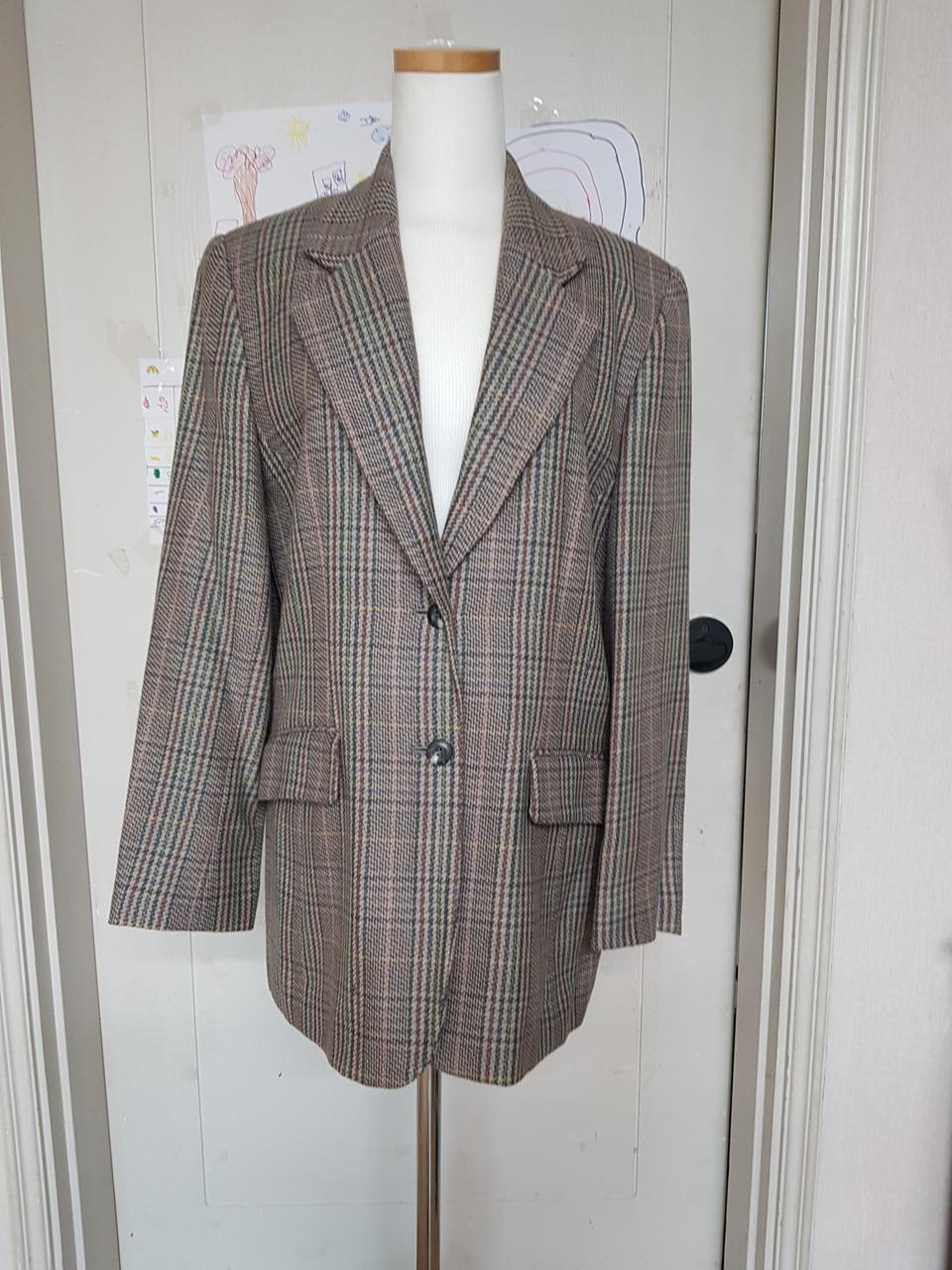 봄가을 체크자켓.투버튼