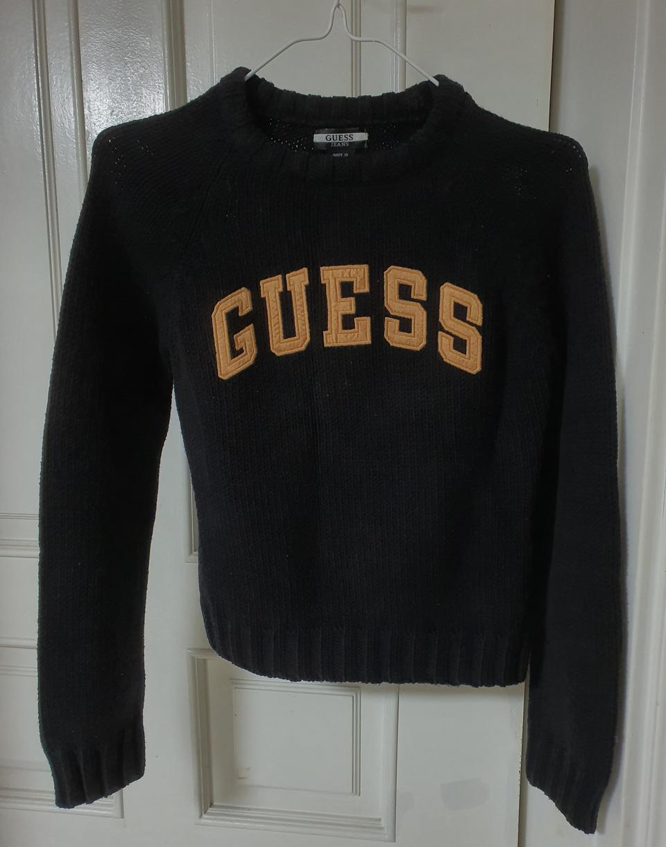 게스진스 게스 로고 크롭 니트