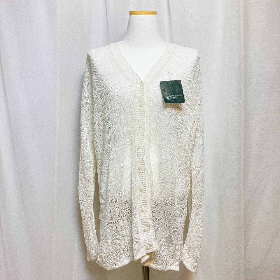 (새상품)화이트 펀칭 니트 가디건