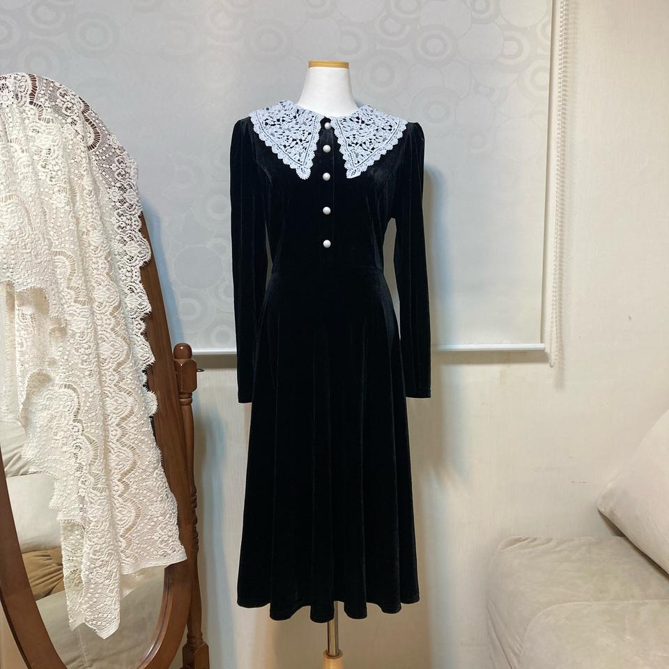 핫핑 벨벳 롱 원피스