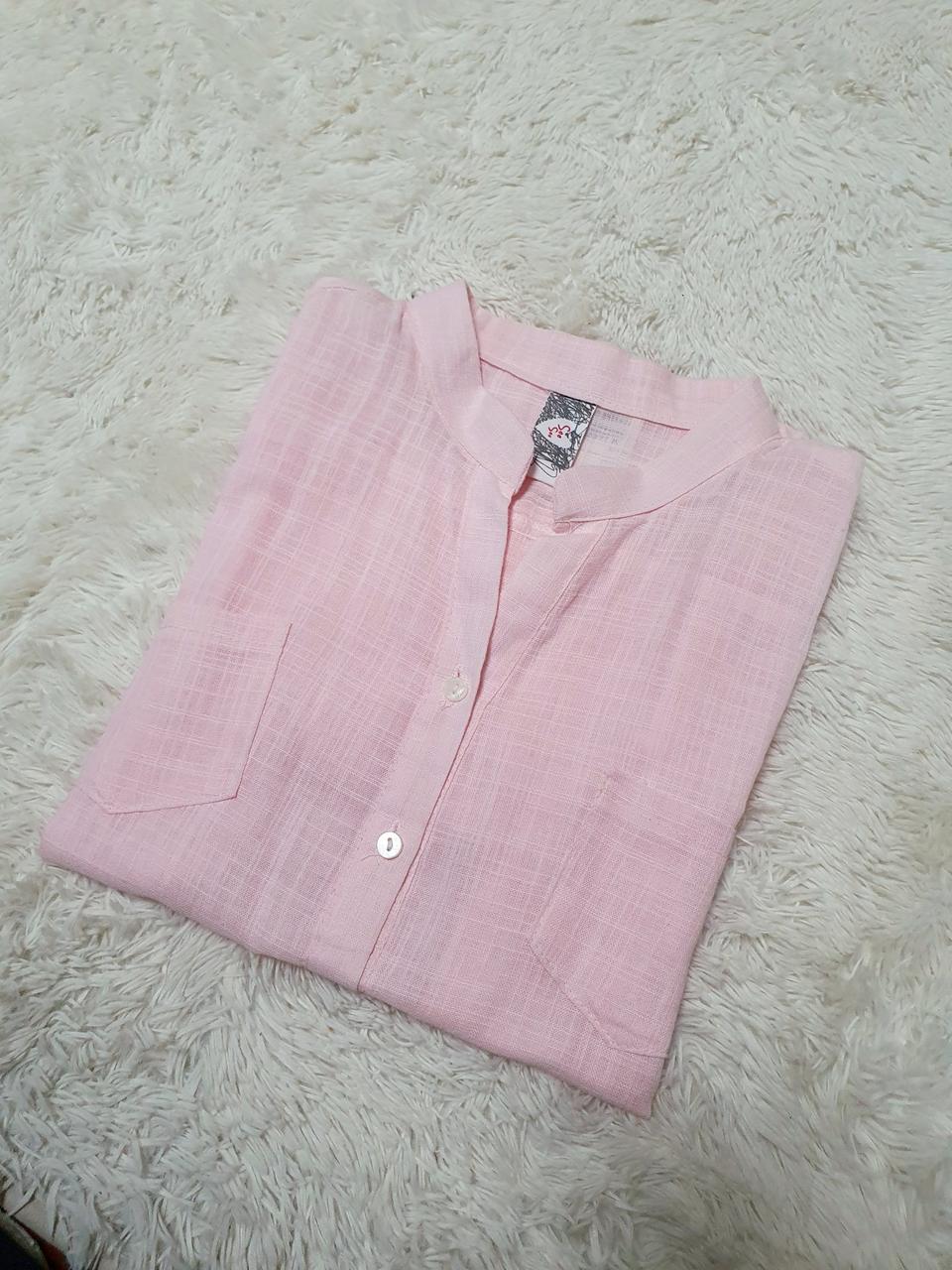 [새상품] 차이나카라 핑크 반팔셔츠남방