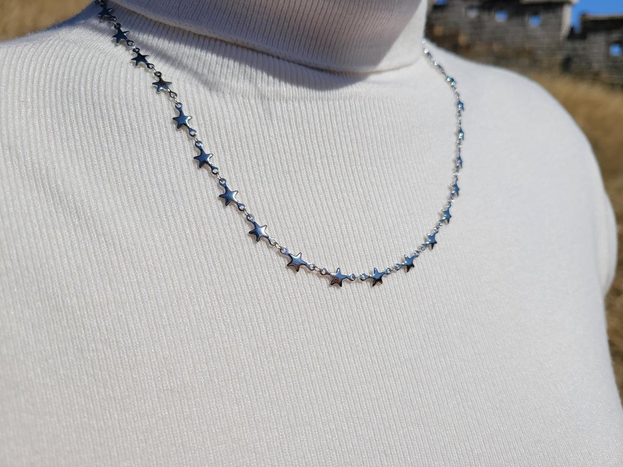 써지컬스틸 실버 별 여자 체인 목걸이