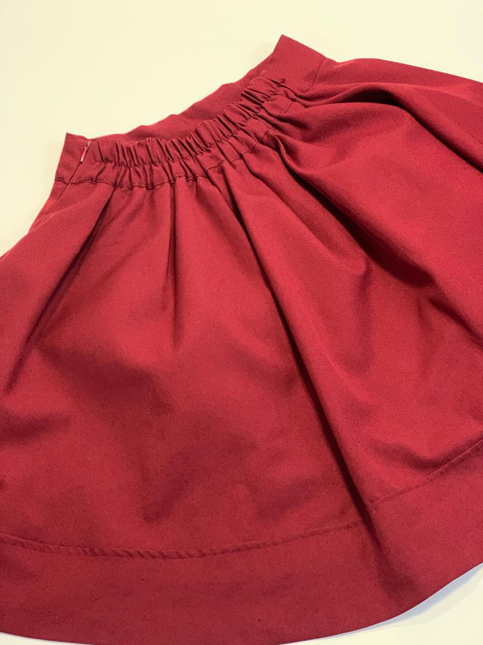 레드 A라인 볼륨 스커트