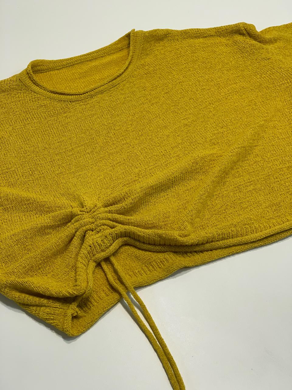 옐로우 언발란스 니트 티셔츠