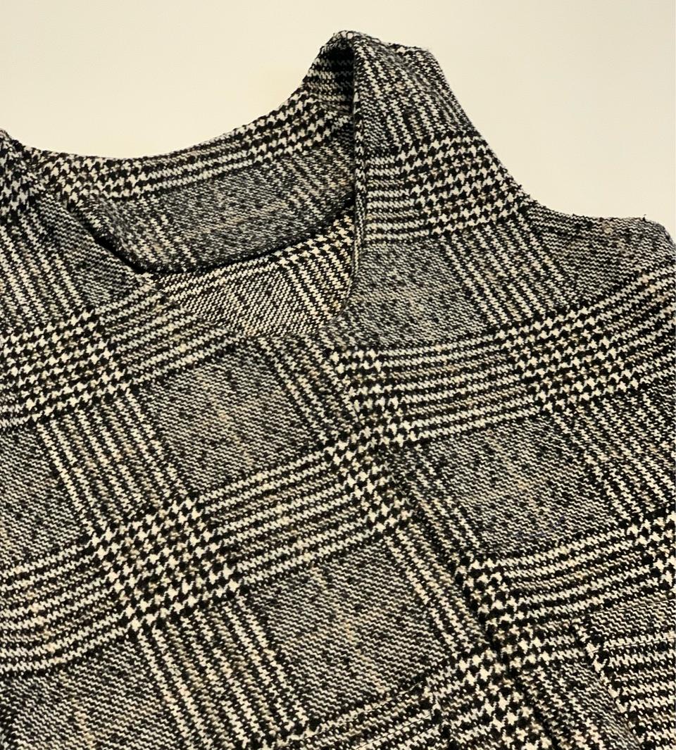 헤링본 체크무늬 모직 원피스