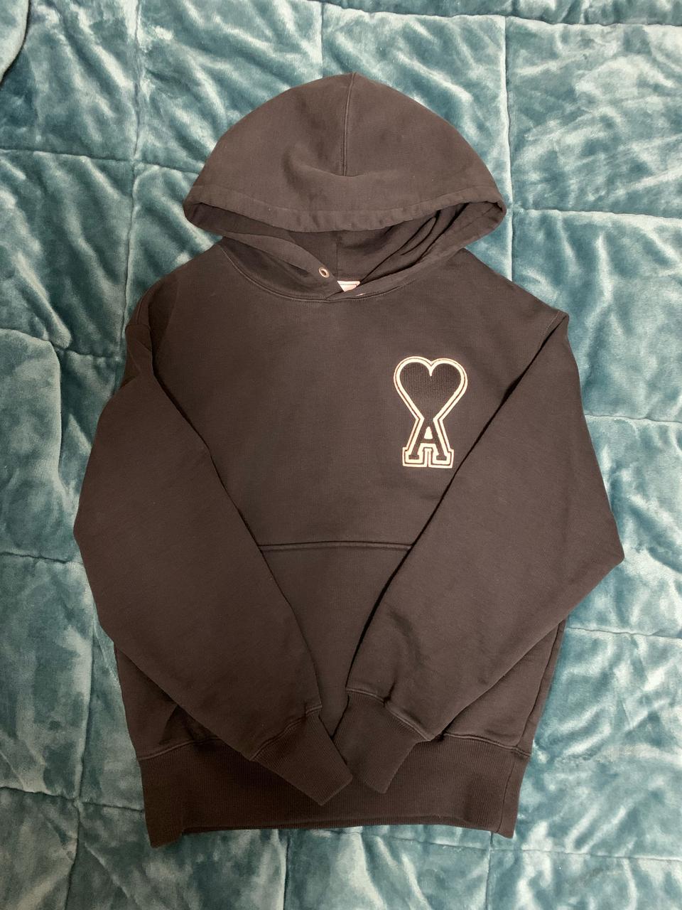 아미 빅로고 블랙 후드티 m