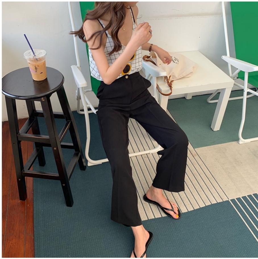 블랙찰랑하이웨스트슬랙스ㅡS