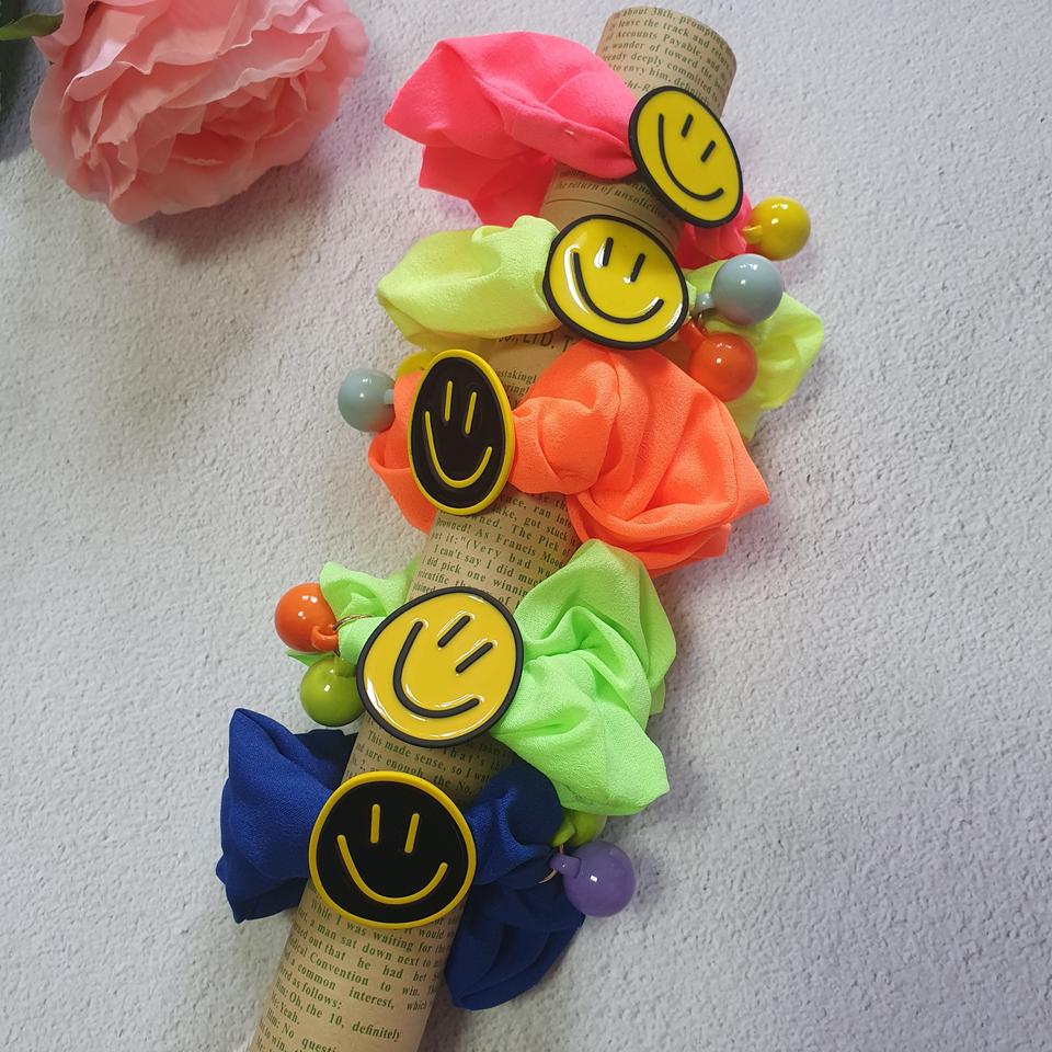 네온컬러 스마일 곱창밴드