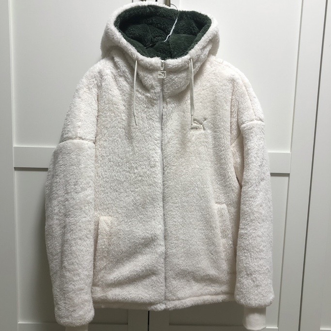 푸마 양털 후드집업 아이보리