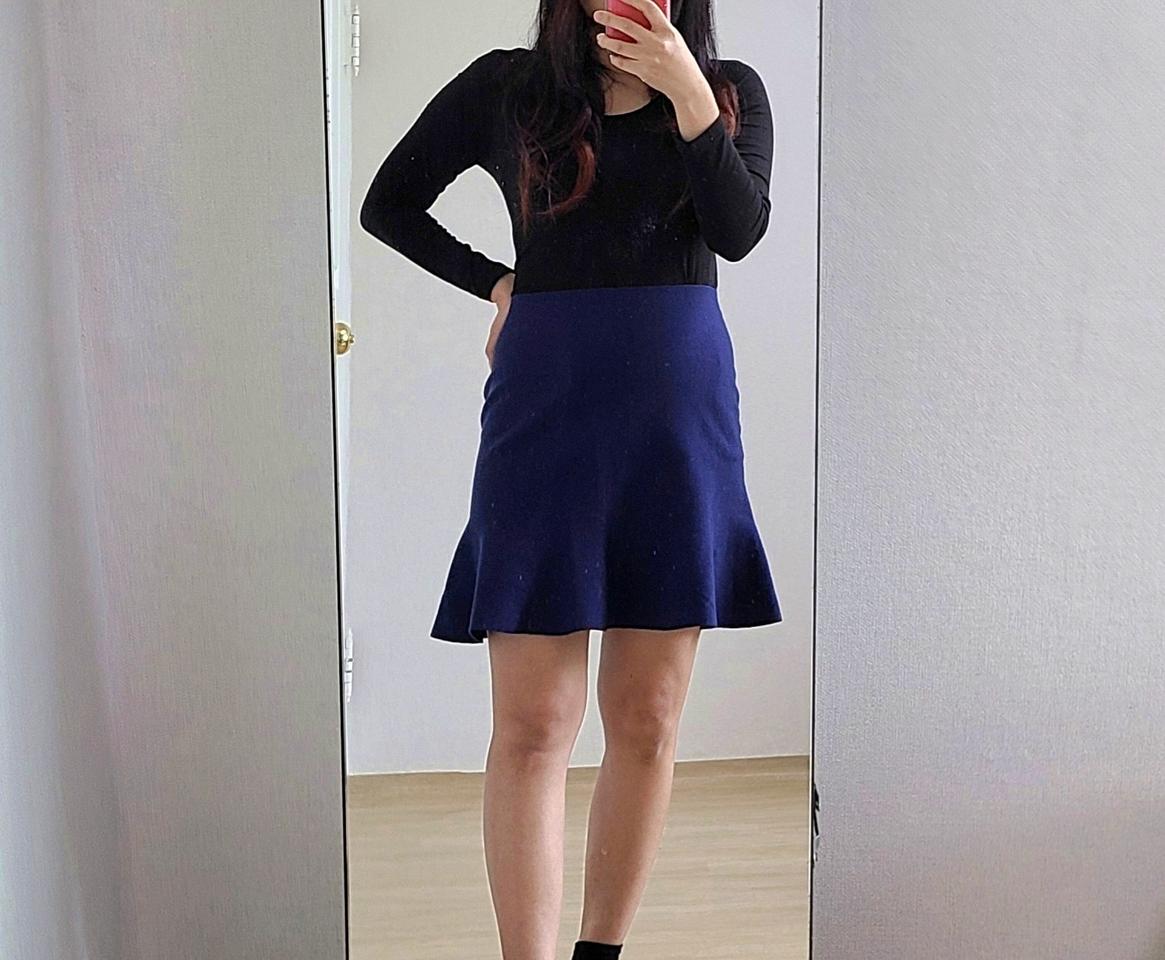 밴딩 뒷지퍼 밴딩 니트 플레어 치마