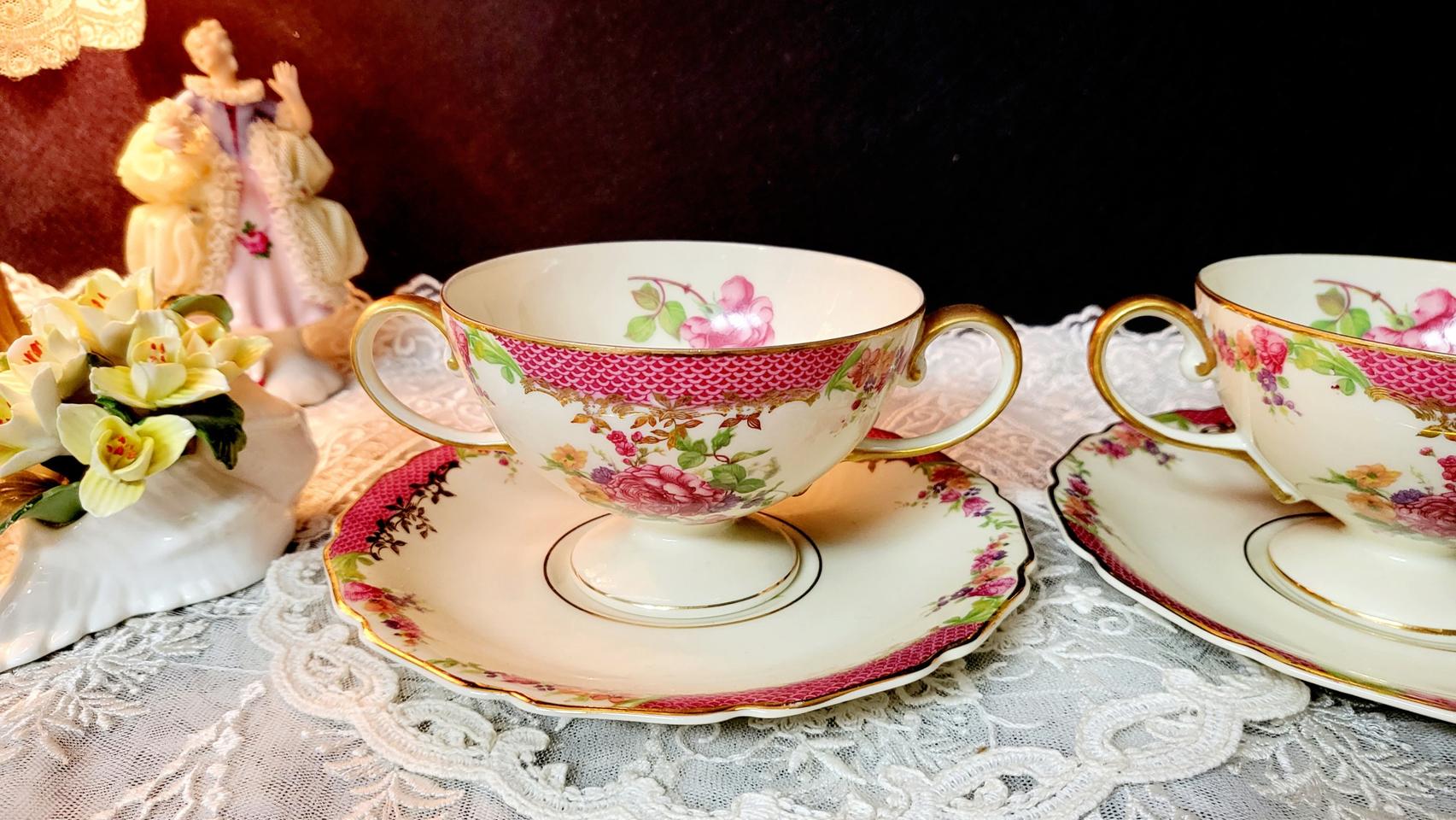 (레어템)독일 바바리아 엔틱 양손핸들 티잔1조