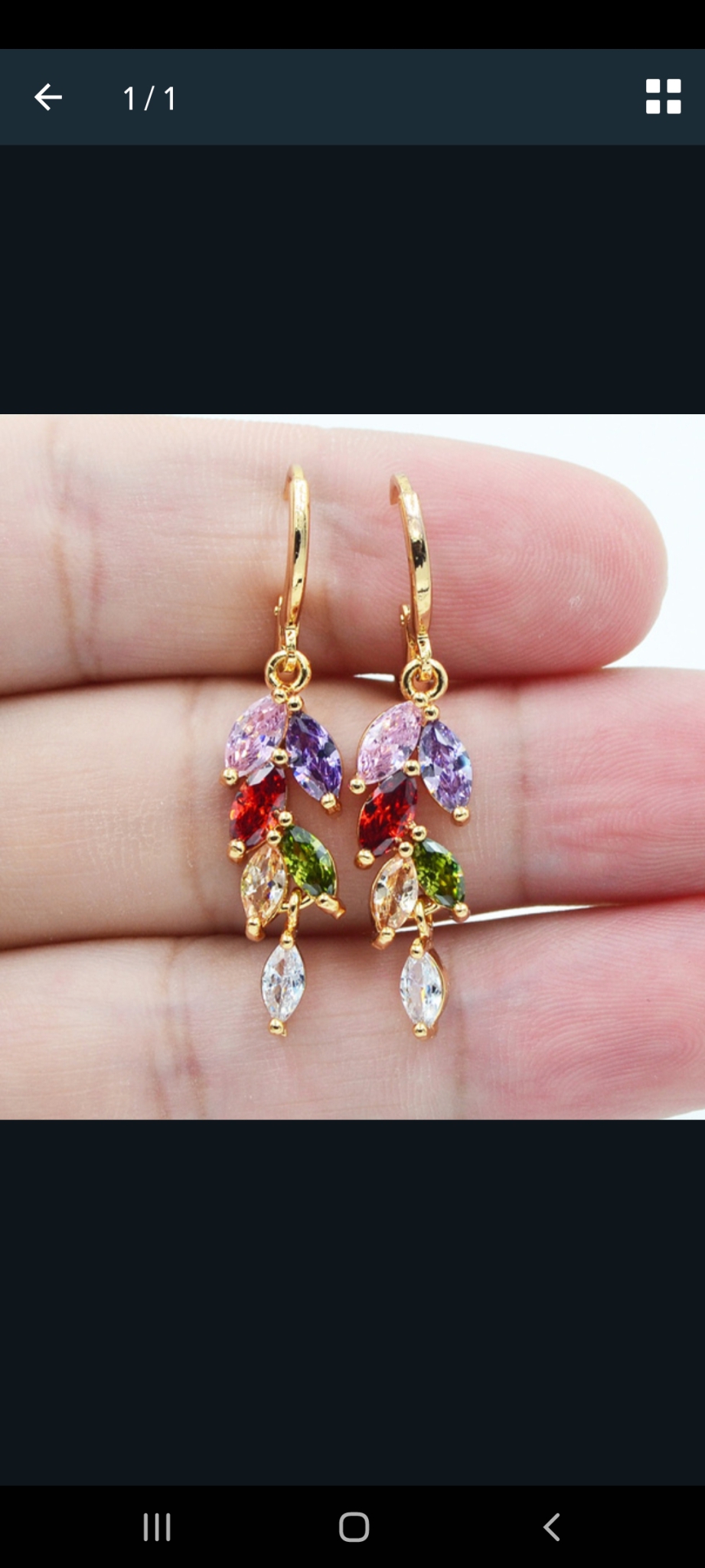 안전 새상품 멀티컬러 토파즈 리프 럭셔리 초호화 귀걸이 반값택배 무료