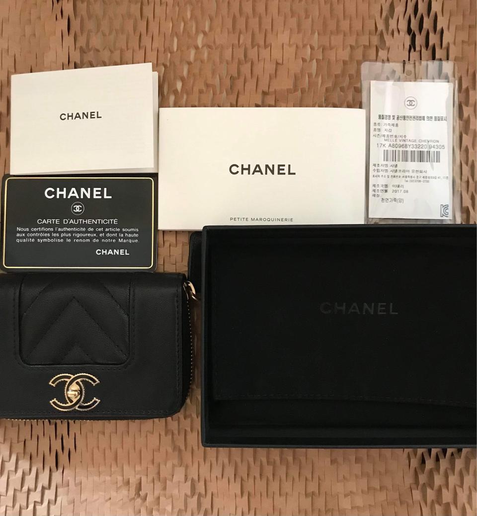 샤넬 마드모아젤 지갑 캐비어 블랙 금장