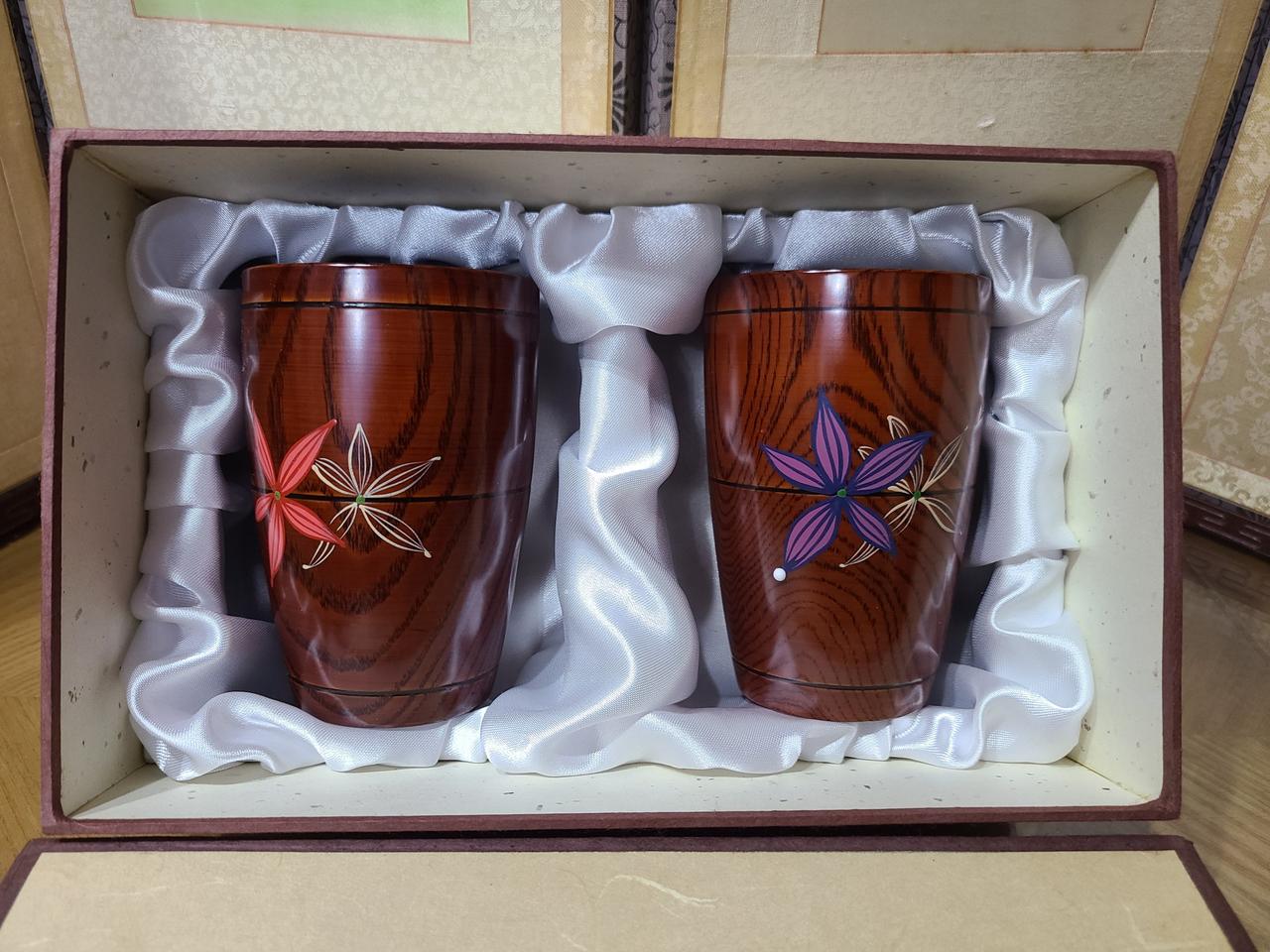 무형문화제 옷칠장13호 남송작 나무옷칠물컵