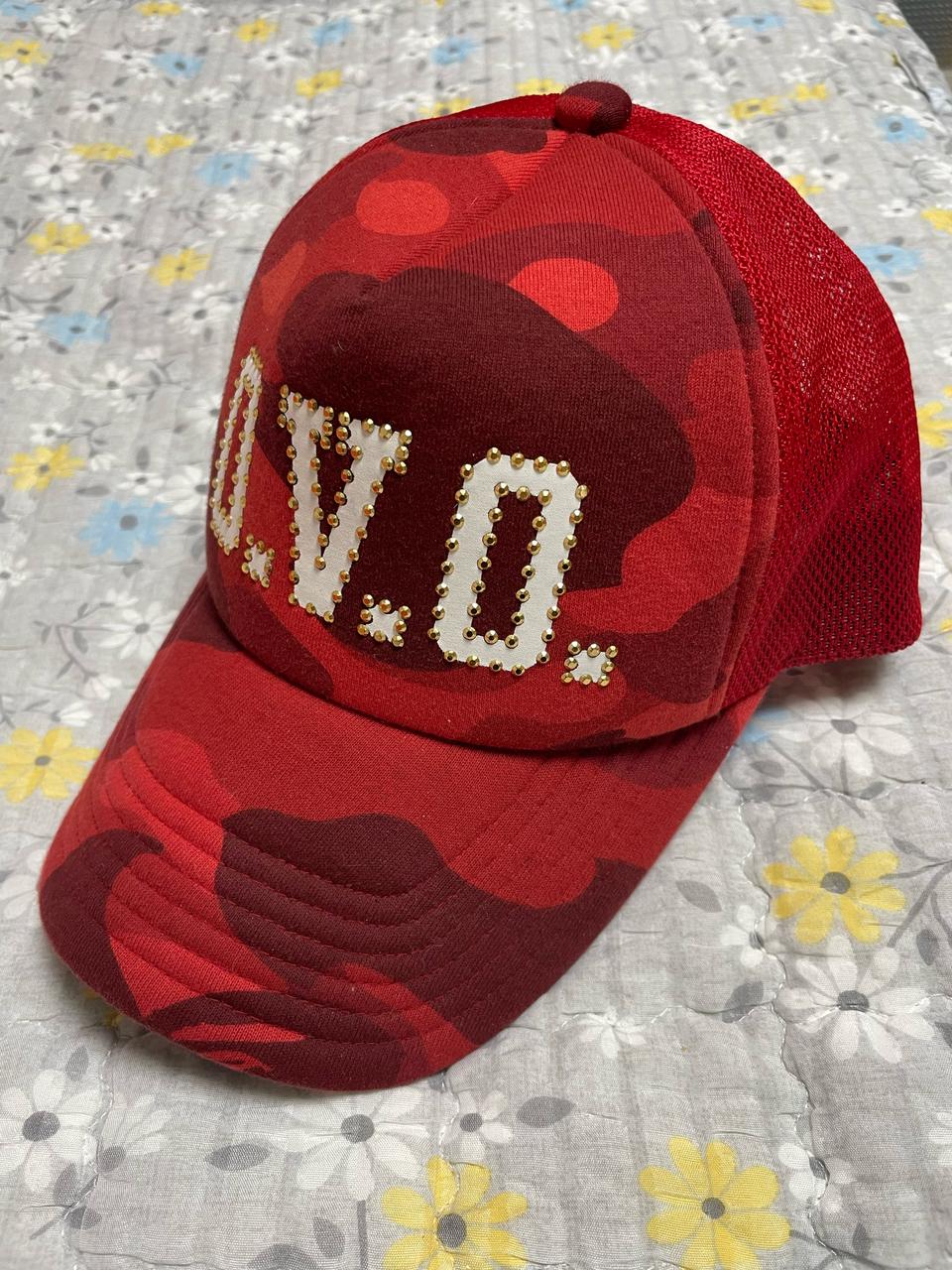 베이프 x ovo 콜라보 레드카모 매쉬캡