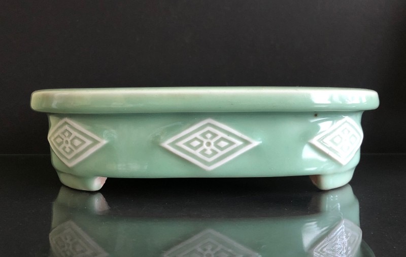 두청유퇴소수선분(豆青釉堆塑水仙盆) 수반 수선반 화분