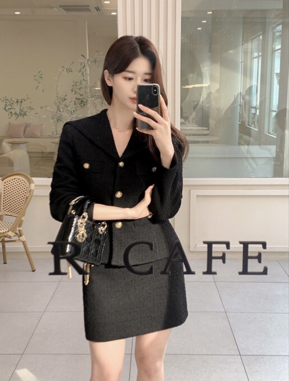 *새상품* 렌느 돌체 트위드 스커트 [블랙/M]