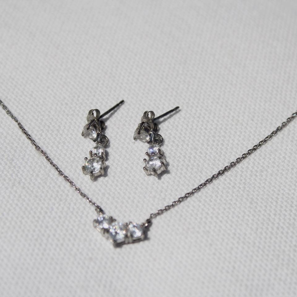 큐빅 은귀걸이(silver925) 목걸이 세트