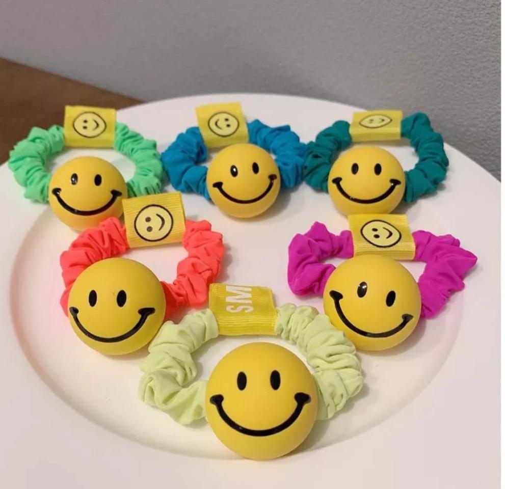빅 옐로우볼 스마일헤어끈