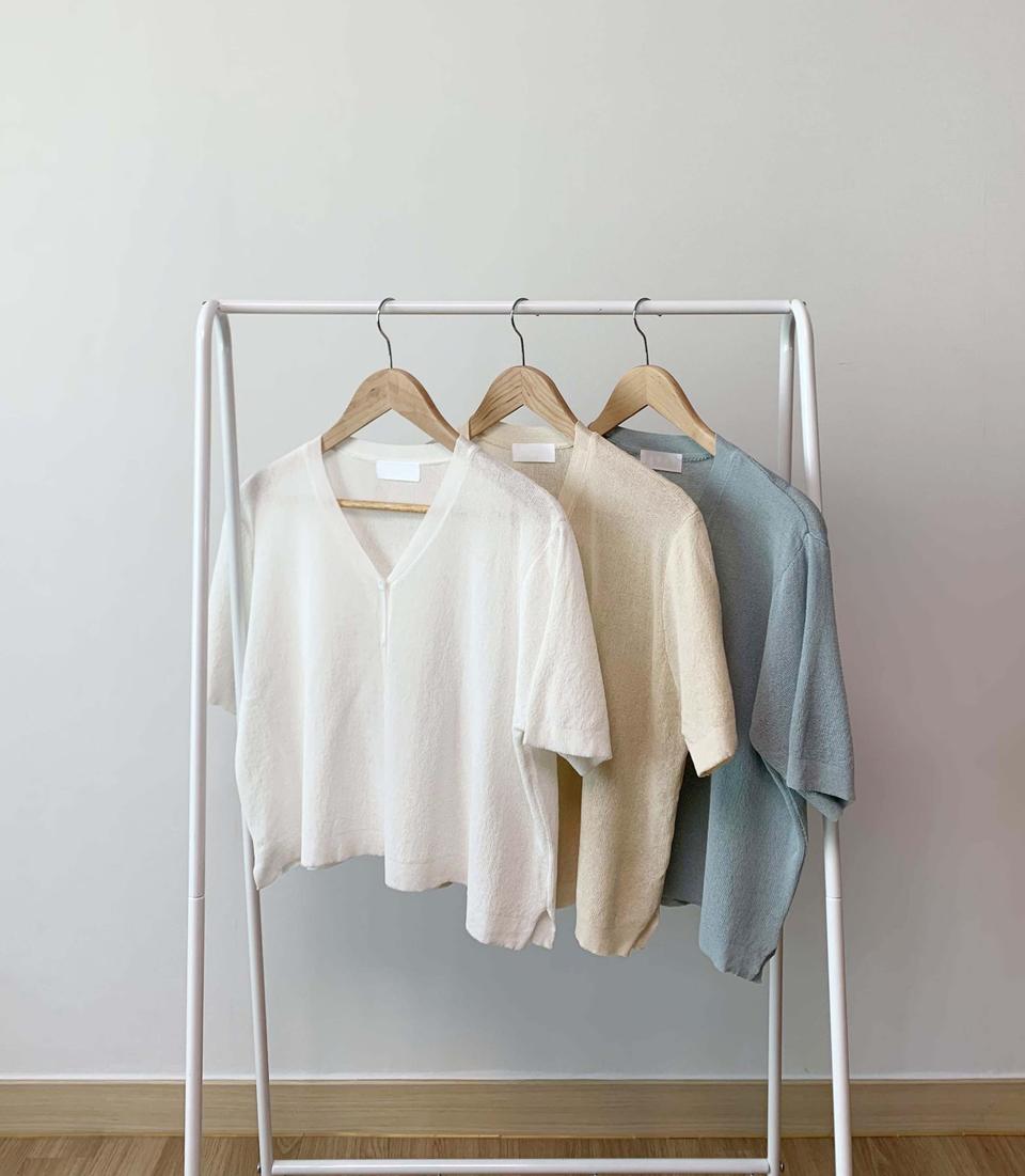 썸머 브이넥 여름 반팔 니트 가디건