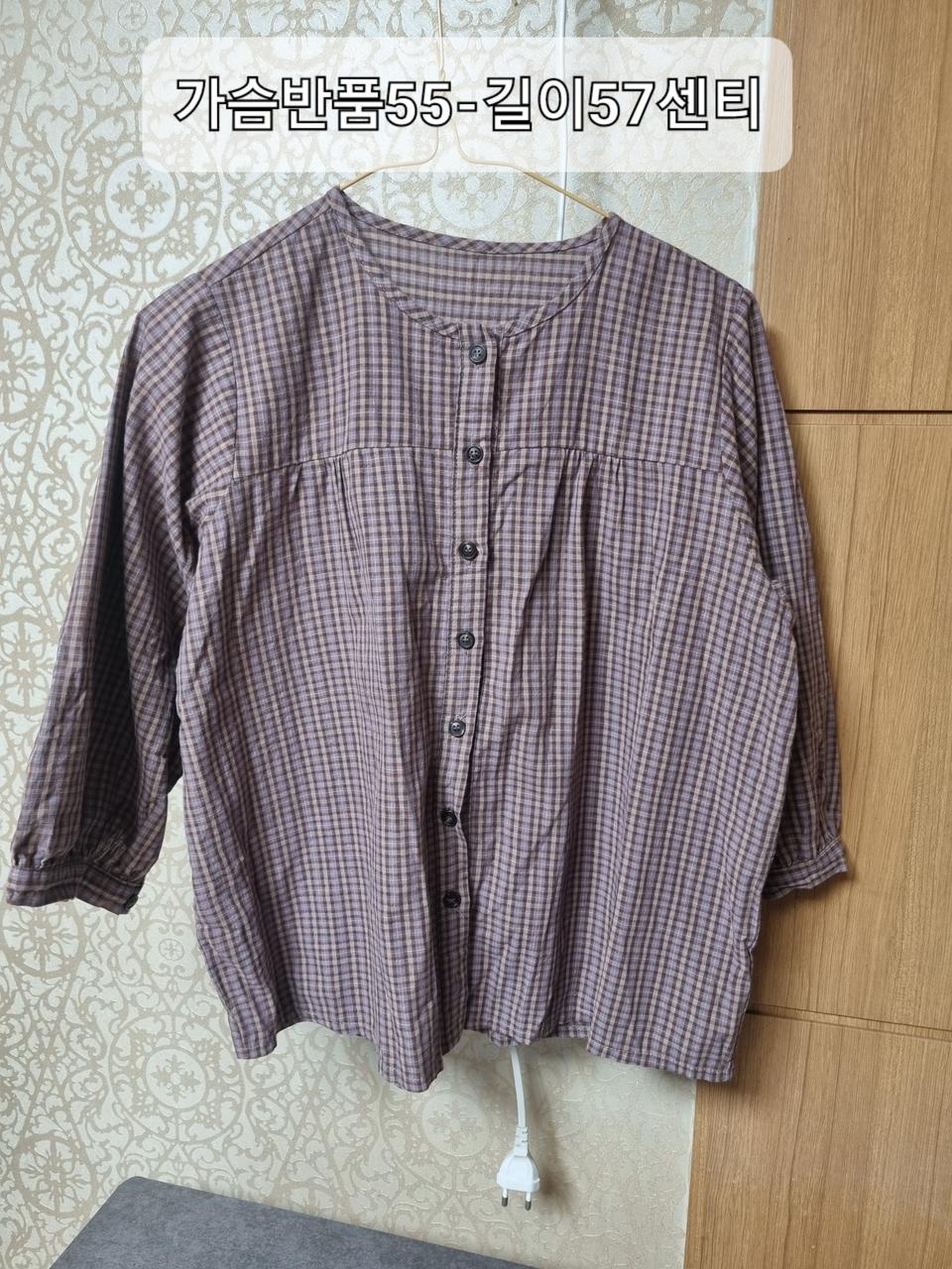 여성 체크 블라우스