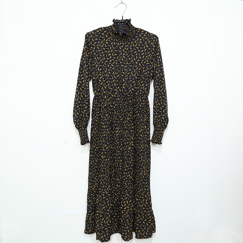 빈티지 블랙 풀무늬 원피스 (HU1420)